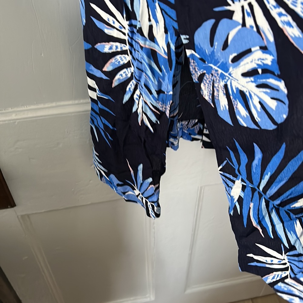 Kimono/ Cover up long length, 3/4 sleeves, slits on sides. Maritime blue, Size X - Picture 4 of 6